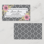 Rosa Zickzack Frühlings-mit Blumenblüten Visitenkarte (Vorne/Hinten)