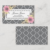 Rosa Zickzack Frühlings-mit Blumenblüten Visitenkarte (Vorne/Hinten)