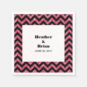 Rosa Zickzack Glitzer Papier Napkins Serviette