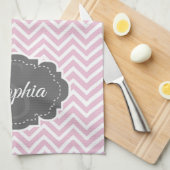 Rosa Zickzack Küchentuch (Viertel Falte)