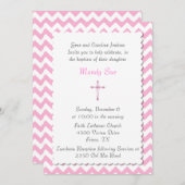 Rosa Zickzack kundenspezifische Taufe-Einladung Einladung (Vorne/Hinten)