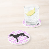 Rosa Zickzack mit Boxer-Silhouette Sandstein Untersetzer (Seite)