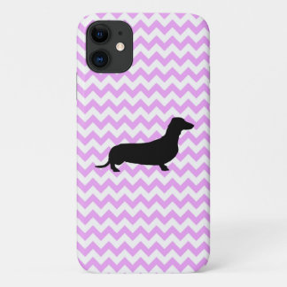 Rosa Zickzack mit Dackel Silhouette Case-Mate iPhone Hülle