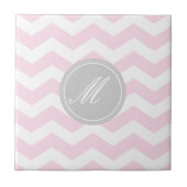 Rosa Zickzack mit Monogram Tiles Fliese (Vorderseite)