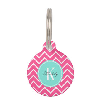 Rosa Zickzack mit Türkis-Monogramm Tiermarke