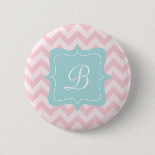 Rosa Zickzack-Monogramm Button