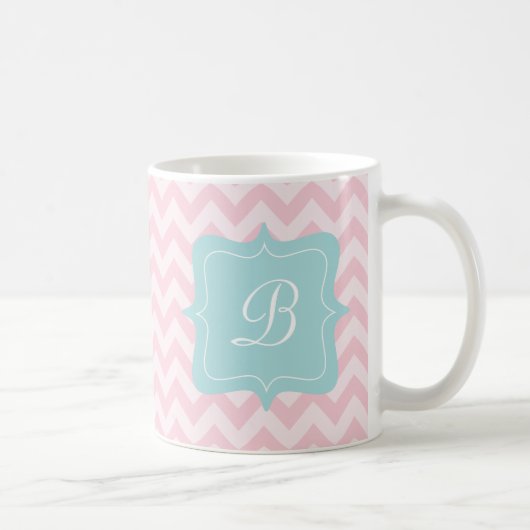 Rosa Zickzack-Monogramm Kaffeetasse (Rechts)