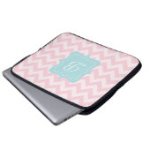 Rosa Zickzack-Monogramm Laptopschutzhülle (Vorne Knopf)