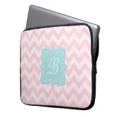 Rosa Zickzack-Monogramm Laptopschutzhülle (Vorderseite Links)