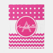 Rosa Zickzack Monogramm Personalisiert Fleecedecke (Vorderseite)