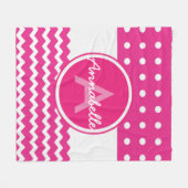 Rosa Zickzack Monogramm Personalisiert Fleecedecke (Vorderseite (Horizontal))