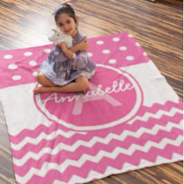 Rosa Zickzack Monogramm Personalisiert Fleecedecke