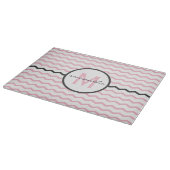 Rosa Zickzack Monogramm Schneidebrett (Ecke)
