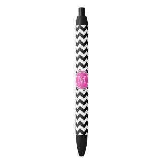 Rosa Zickzack Monogramm-Tinten-Schwarzweiss-Stift Kugelschreiber