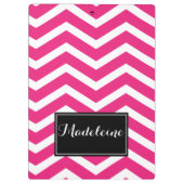 Rosa Zickzack Name Zig Zag Klemmbrett (Rückseite)
