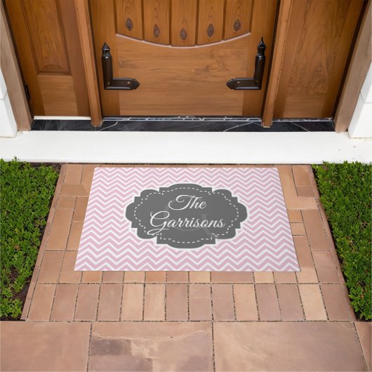 Rosa Zickzack Personalisierte Doormat Fußmatte (Außenbereich)
