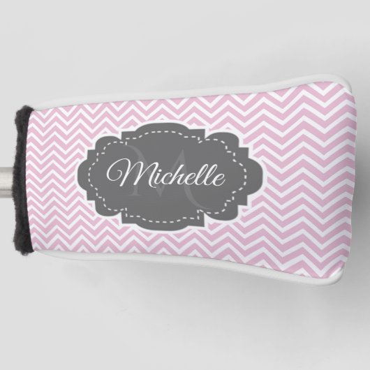 Rosa Zickzack Personalisierte Golf Head Cover Golf Headcover (Vorderseite)