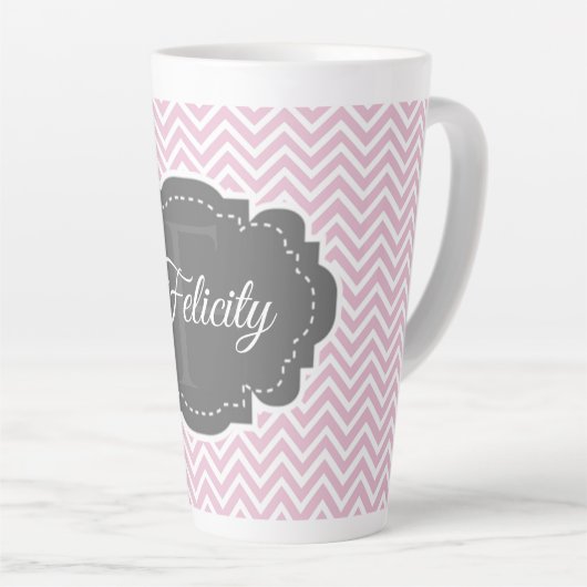 Rosa Zickzack Personalisierte Latte-Tasse Milchtasse (Rechte Ecke)