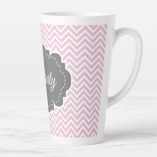 Rosa Zickzack Personalisierte Latte-Tasse Milchtasse (Rechts)