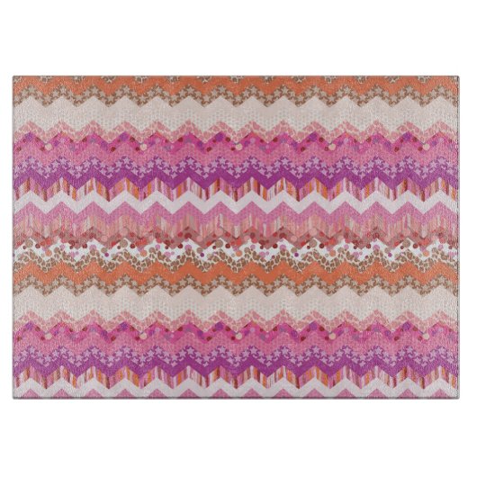 Rosa Zickzack Schneidebrett (Vorderseite)
