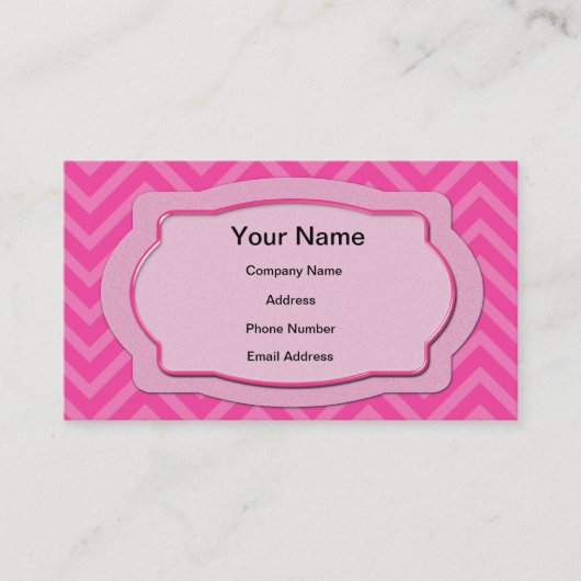 Rosa Zickzack Streifen Visitenkarte (Vorderseite)
