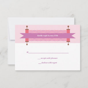 Rosa Zickzack Torah Bat Mitzvah RSVP-Karte RSVP Karte