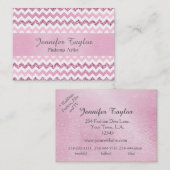 Rosa Zickzack Zigzag Glitzer Visitenkarten Visitenkarte (Vorne/Hinten)