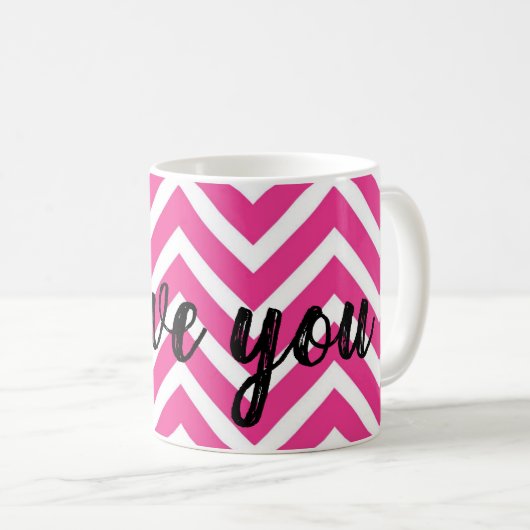 Rosa Zickzackgestaltung Kaffeetasse (VorderseiteRechts)