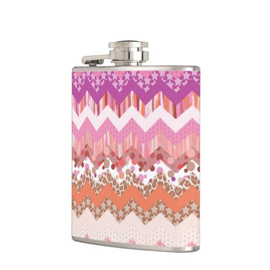 Rosa Zickzackhintergrund Flachmann (Links)