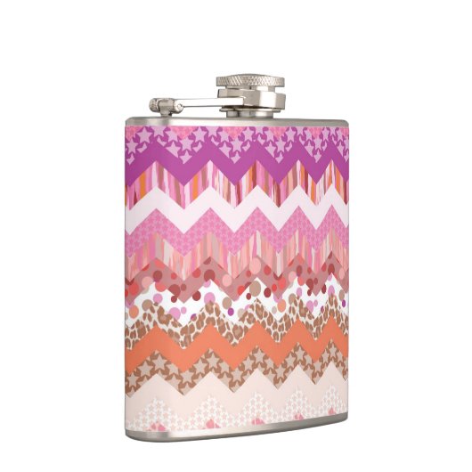 Rosa Zickzackhintergrund Flachmann (Rechts)