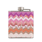 Rosa Zickzackhintergrund Flachmann (Rückseite)