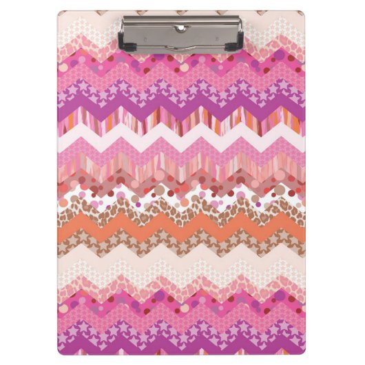 Rosa Zickzackhintergrund Klemmbrett (Vorderseite)