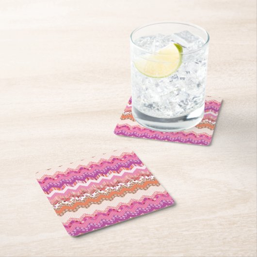 Rosa Zickzackhintergrund Rechteckiger Pappuntersetzer (Vor Ort)