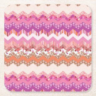 Rosa Zickzackhintergrund Rechteckiger Pappuntersetzer