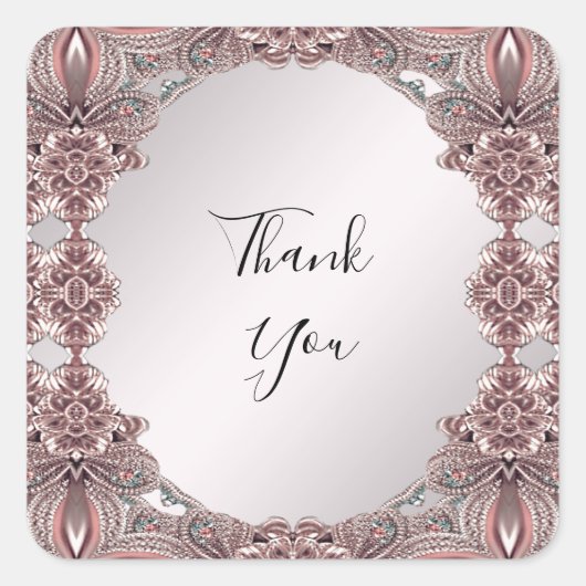 Rosa Zieraufkleber Quadratischer Aufkleber (Vorderseite)