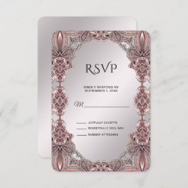 Rosa Zierkarte RSVP Karte