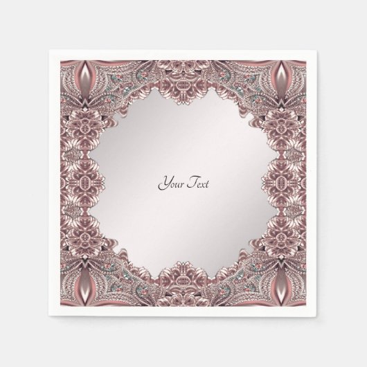 Rosa Zierkatzen Serviette (Vorderseite)