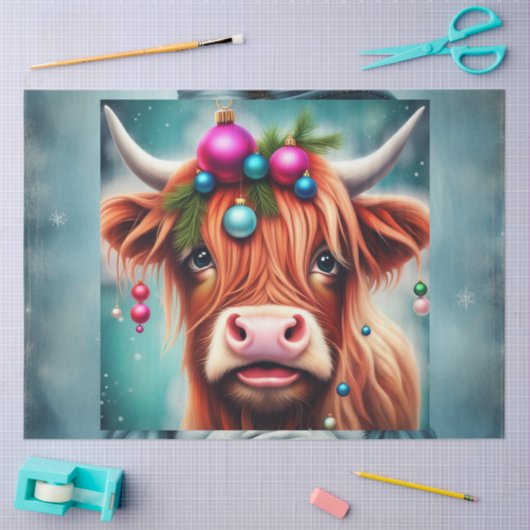 Rosa Zierpapier Hochland Kuh Decoupage Seidenpapier (Basteln)