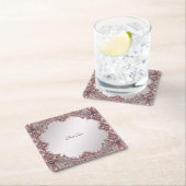 Rosa Zierpapier-Untersetzer Rechteckiger Pappuntersetzer (Vor Ort)