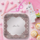 Rosa Zierpapierplatte Pappteller (Party)