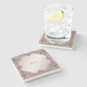 Rosa Zierstein-Untersetzer Steinuntersetzer (Seitenansicht)