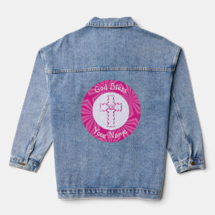Rosa Zig Christliches Kreuz Personalisiert Jeansjacke