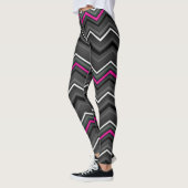 Rosa Zig Zag mit Ribbon...Brustkrebs Leggings (Links)