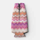 Rosa Zigzack-Hintergrund Flaschenkühler (Rückseite)