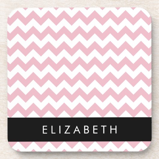 Rosa Zigzag, rosa Zickzack, Wellenmuster, Ihr Name Getränkeuntersetzer (Vorderseite)