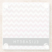 Rosa Zigzag, rosa Zickzack, Wellenmuster, Ihr Name Glasuntersetzer (Rückseite)