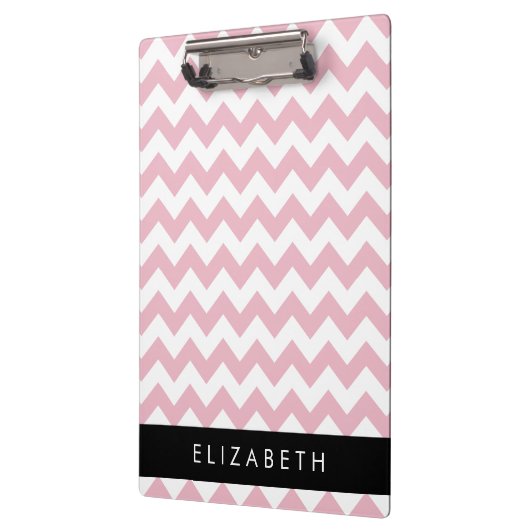 Rosa Zigzag, rosa Zickzack, Wellenmuster, Ihr Name Klemmbrett (Links)