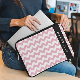 Rosa Zigzag, rosa Zickzack, Wellenmuster, Ihr Name Laptopschutzhülle