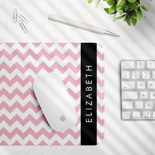 Rosa Zigzag, rosa Zickzack, Wellenmuster, Ihr Name Mousepad