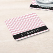 Rosa Zigzag, rosa Zickzack, Wellenmuster, Ihr Name Rechteckiger Pappuntersetzer (angewinkelt)